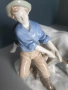2бр GDR Lippelsdorf статуетка 22см/ГДР стара немска порцеланова фигура на селянин с крава, снимка 7