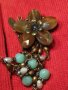 КРАСИВО ФЛОРАЛНО МАРКОВО ВИНТИДЖ АРТ БРОНЗОВО КОЛИЕ ОГЪРЛИЦА с ШЛИФОВАНИ КАМЪНИ 30159, снимка 18