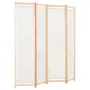 vidaXL Параван за стая, 4 панела, кремав, 160x170x4 cм, текстил, снимка 2