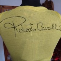 ROBERTO CAVALLI дамска блуза, цвят лимонено жълто, снимка 4 - Тениски - 35930667