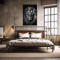 👑 113см! Огромна картина "Лъв с корона", снимка 2 - Картини - 41907411