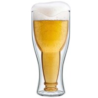 Двустенна стъклена чаша за бира с форма на обърната бутилка, снимка 6 - Чаши - 42001599