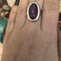 Авторски сребърен пръстен с естествен аметист , снимка 3 - Пръстени - 41808418