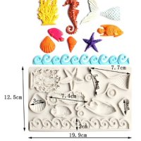 Корал вълни мида риба морско конче звезда опашка русалка рапан силиконов молд форма фондан декор , снимка 1 - Форми - 41185760