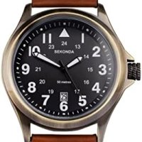 Нов Sekonda Мъжки 43 мм кварцов часовник с аналогов дисплей и кожена каишка/Подарък, снимка 3 - Мъжки - 41468599