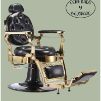 Бръснарски стол Ancest Oro - черен, снимка 2 - Бръснарски столове - 44601701