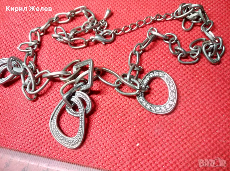 ШИКОЗНО ПОСРЕБРЕНО ФЕШЪН АРТ КОЛИЕ ОГЪРЛИЦА с ФАСЕТИРАНИ ЦИРКОНИ 47370, снимка 1