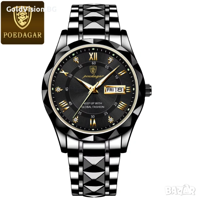 Мъжки часовник – POEDAGAR – BLACK 615 + ПОДАРЪК, снимка 1