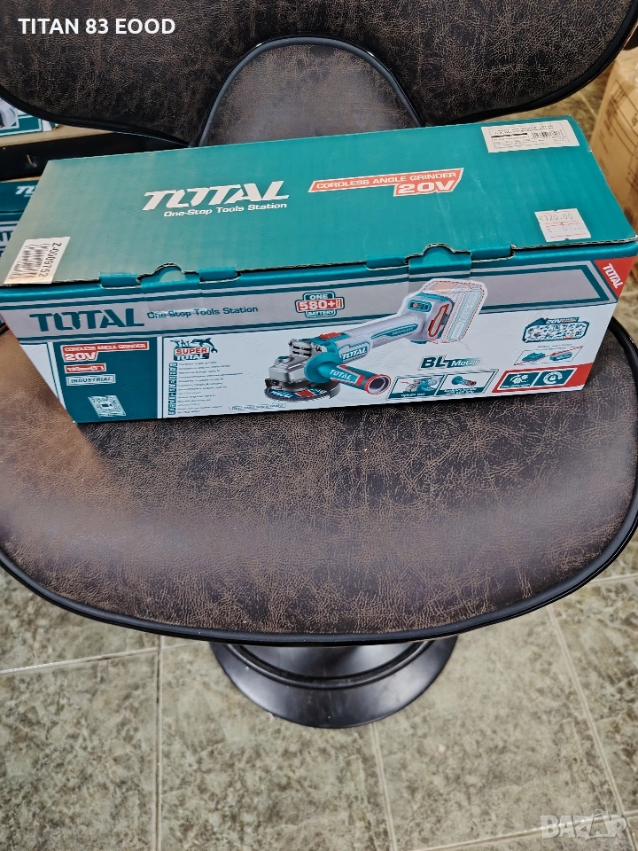 Акумулаторен безчетков ъглошлайф TOTAL INDUSTRIAL, 20 V, Ø 125 мм, без батерия, снимка 1