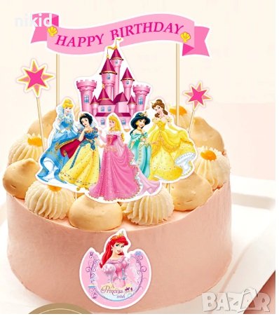 Дисни принцеси Disney Princess happy birthday топер топери сламки рожден ден украса торта парти , снимка 1