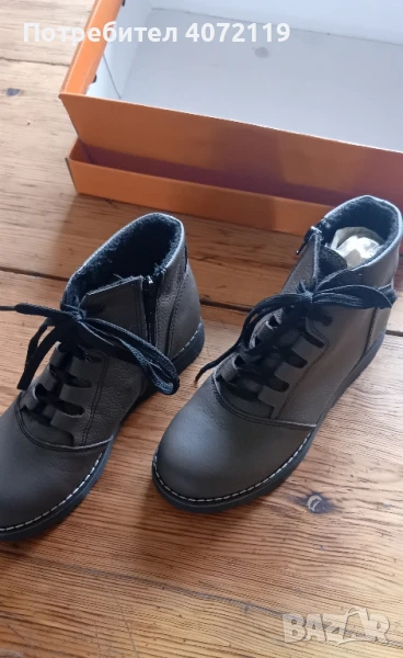 Кожени дамски боти , снимка 1