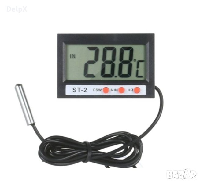 Термометър ST-2, сонда, вътрешна, външна температура, часовник, -50°C до 70°C, 1,2m, снимка 1