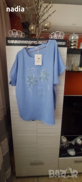 Светло синя блуза за едри дами, снимка 1