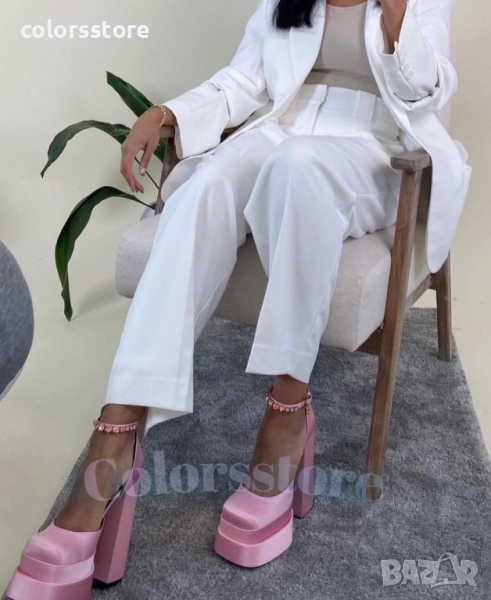 Сандали на ток - розов сатен - VS1, снимка 1