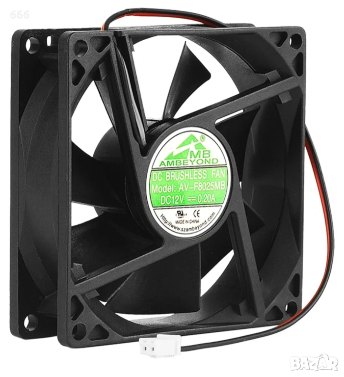 Безчетков охлаждащ вентилатор 2-пинов AV-F8025MB, снимка 1