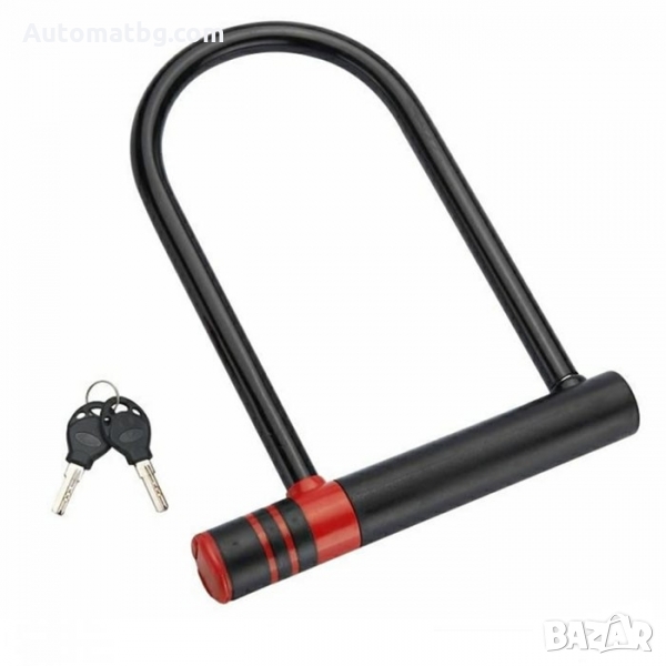 Катинар за велосипед Automat, Заключващо устройство сключ, U образно, Черен, снимка 1
