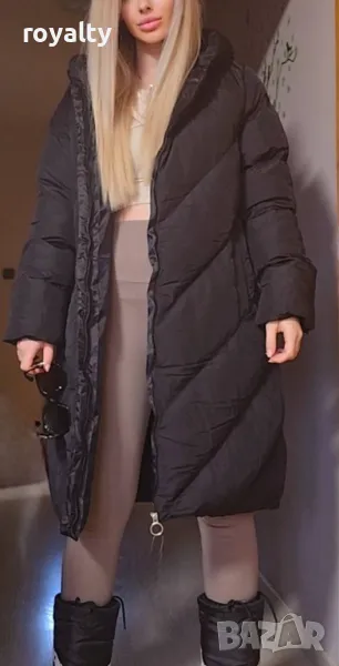 Кафяво дълго дамско зимно яке , снимка 1