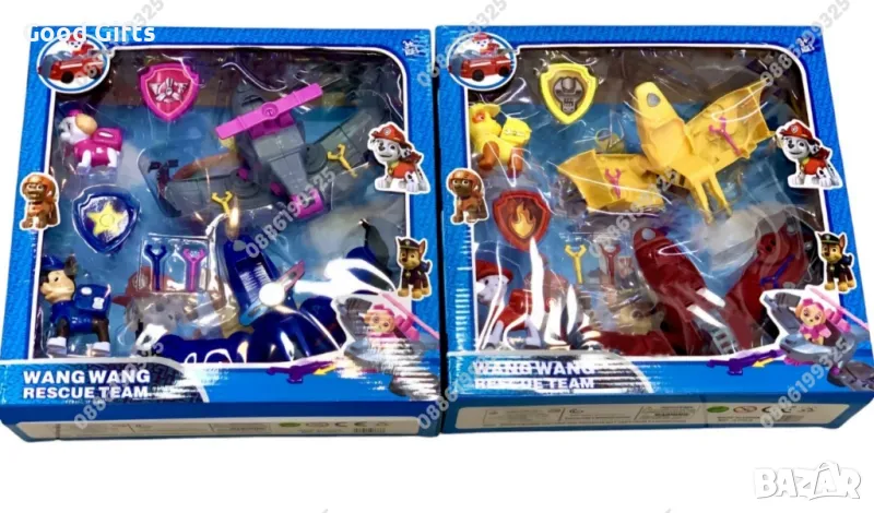 Комплект 2 кученца Пес Патрул с колички и значки Paw Patrol фигурки
, снимка 1
