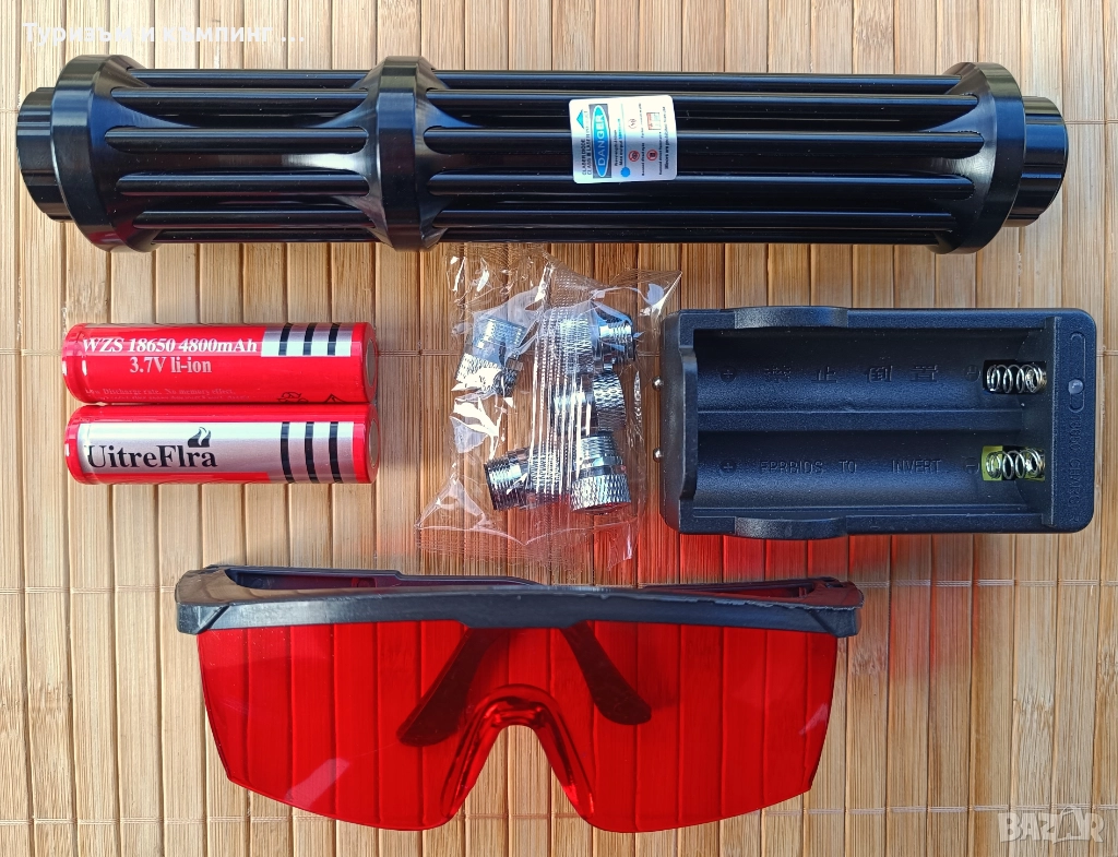 Мощен лазер 50000mw 450nm Gatling Burning / 5 приставки /, снимка 1