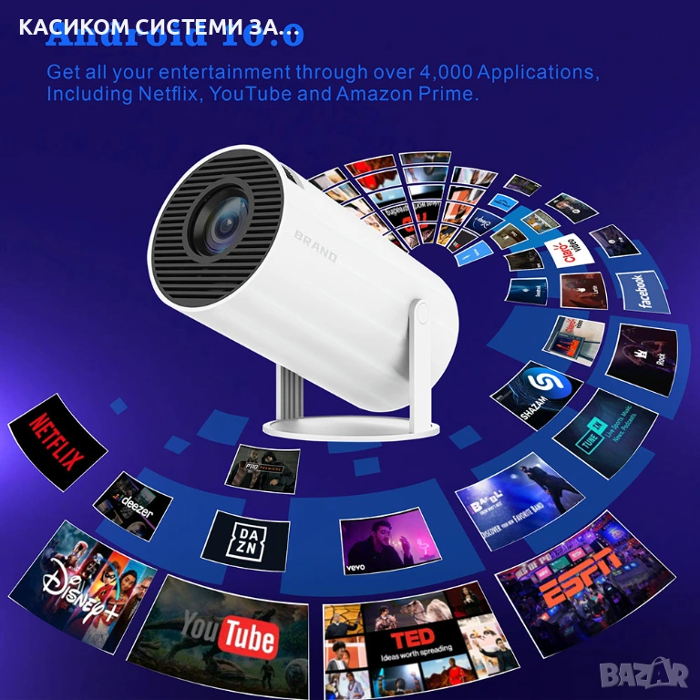 LED Проектор HY300, 40-130", 1280*720P, Бял, снимка 1