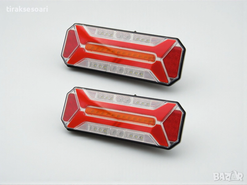 LED стопове NEON – комплект 2 броя с динамичен мигач, 12–24V, за камиони и ремаркета, снимка 1