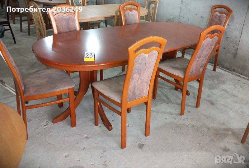 Комплект масивна разтегателна маса с 6 стола, снимка 1