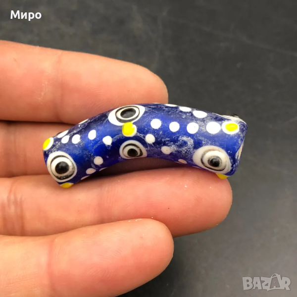 РИСУВАНО СТЪКЛО СТАРА МЪНИСТА ТАЛИСМАН ПРОТИВ УРОКИ АМУЛЕТ ДЗИ МЪНИСТА , снимка 1