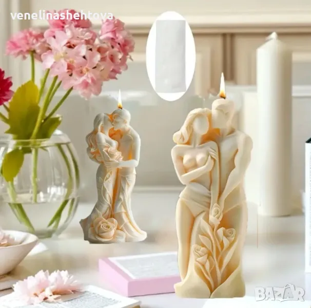 3D Влюбена двойка Свети Валентин Силиконов молд за свещи гипс сапун , снимка 1
