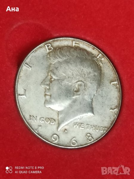 1/2 долар 1968 г сребро

, снимка 1