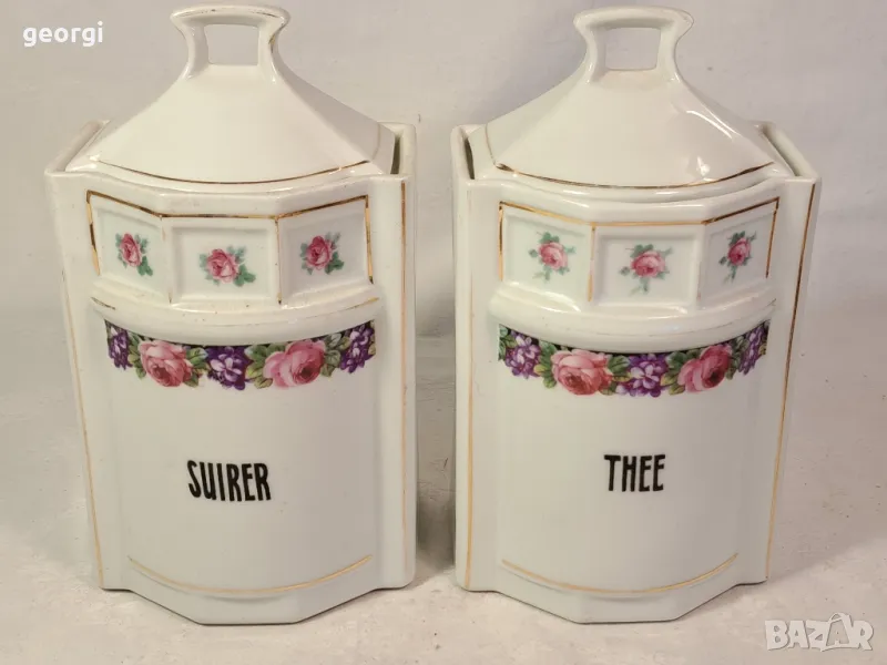 порцеланови буркани за чай и захар 21/5, снимка 1