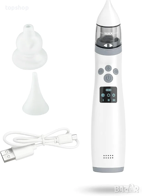 Електрически назален аспиратор X10, корпус от ABS, 2 меки силиконови накрайника, 3 регулируеми нива , снимка 1