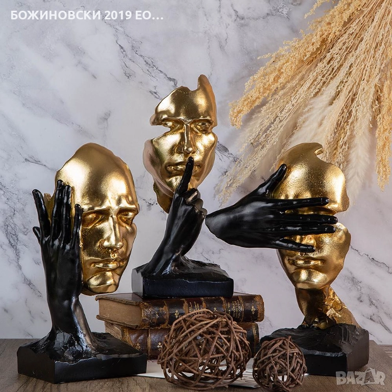 Настолна декорация Лица - Не чух, не видях, не казах, снимка 1