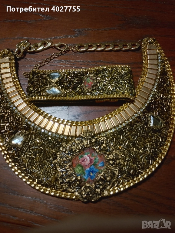 Колие и гривна ръчна изработка с гоблен , снимка 1