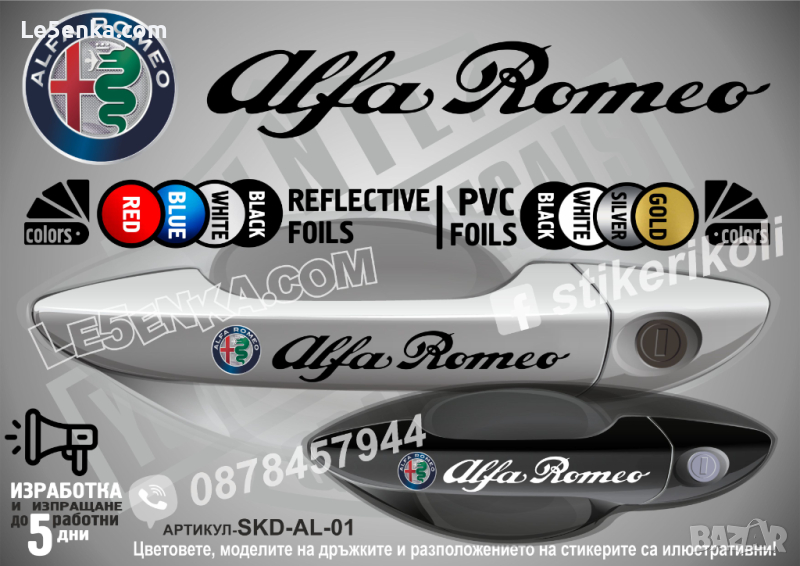 Alfa Romeo стикери за дръжки SKD-AL-01, снимка 1