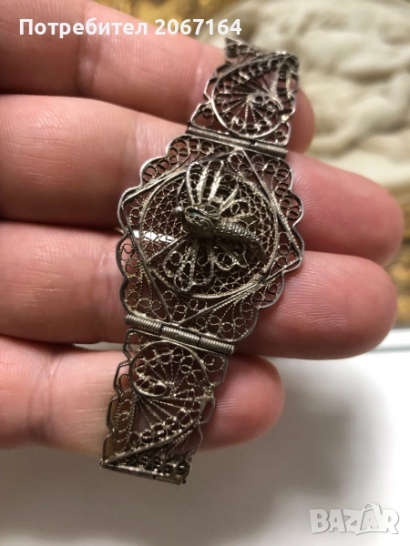 Сребърна възрожденска гривна филигран , снимка 1