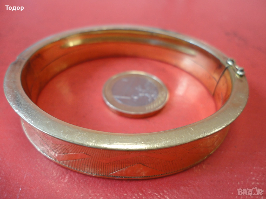 Уникална позлатена твърда гривна Amerikaner SP 3, снимка 1