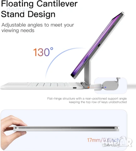 Inateck NeoMagic Магнитен калъф с клавиатура за iPad Air 13/Pro 12.9, снимка 5 - Лаптоп аксесоари - 53813205