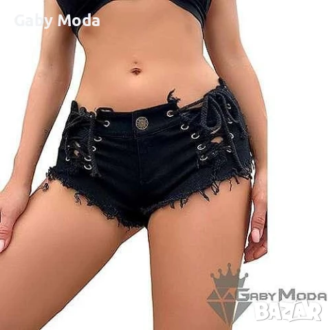 Дамски къси панталони с връзки отпред в 2 цвята