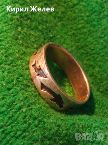 СТАР СРЕБЪРЕН ФИГУРАЛНО ОРНАМЕНТИРАН ПРЪСТЕН ХАЛКА СРЕБРО 925 с ОКСИДАЦИЯ 38276, снимка 2 - Пръстени - 40940306