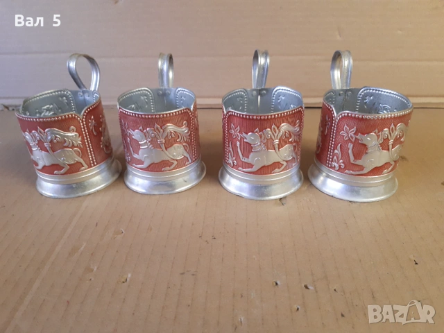 Стари красиви подстакани СССР - 4 броя, снимка 5 - Антикварни и старинни предмети - 53152919