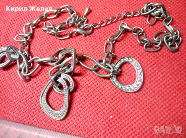ШИКОЗНО ПОСРЕБРЕНО ФЕШЪН АРТ КОЛИЕ ОГЪРЛИЦА с ФАСЕТИРАНИ ЦИРКОНИ 47370