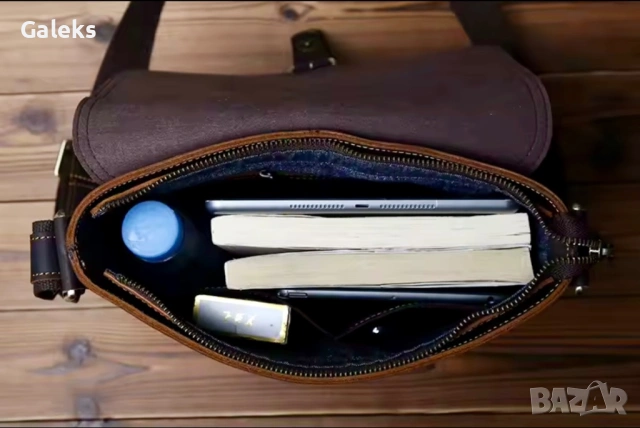 Мъжка кафява винтидж чанта за през рамо /Бутикова и стилна - естествена кожа!, снимка 12 - Чанти - 53102327