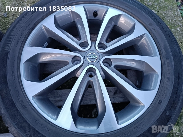 Лети джанти 18ки 5х114.3 Nissan + летни гуми 215/55/18 Continental, снимка 7 - Гуми и джанти - 52593952