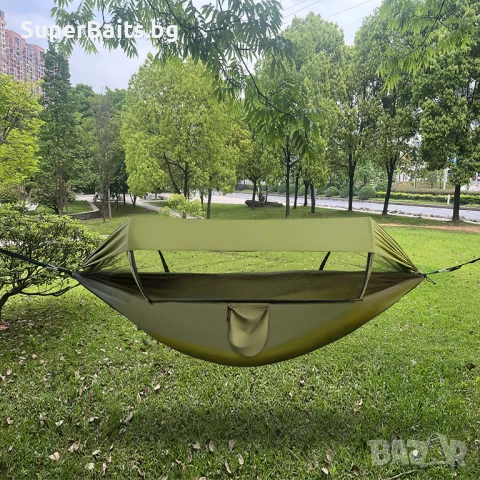 Олекотен хамак с мрежа против насекоми и навес, снимка 6 - Къмпинг мебели - 51338473