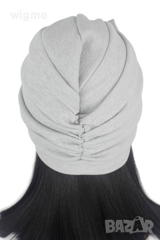 Тюрбан за коса с пандела в сиво, снимка 3 - Аксесоари за коса - 40511320