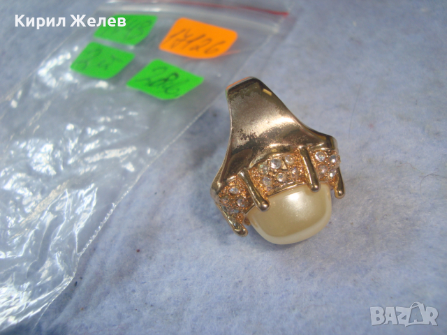 КРАСИВ ЕФЕКТЕН ПОЗЛАТЕН БЕЛ ЕПОК РЕТРО ВИНТИДЖ АРТ ПРЪСТЕН с ЦИРКОНИ 17126, снимка 11 - Пръстени - 36421173