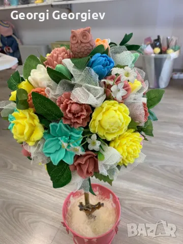 Цветя изработени с глицеринов ароматен сапун , снимка 17 - Декорация за дома - 48664283