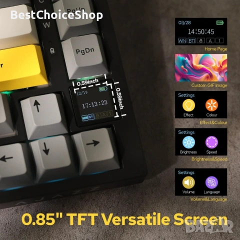 Ajazz AK820 Pro 75% Black/Grey Безжична механична геймърска клавиатура, снимка 10 - Клавиатури и мишки - 53841288