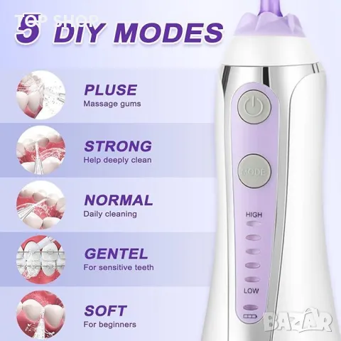 Зъбен душ Leominor Water Flosser акумулаторен, снимка 7 - Маши за коса - 48875374