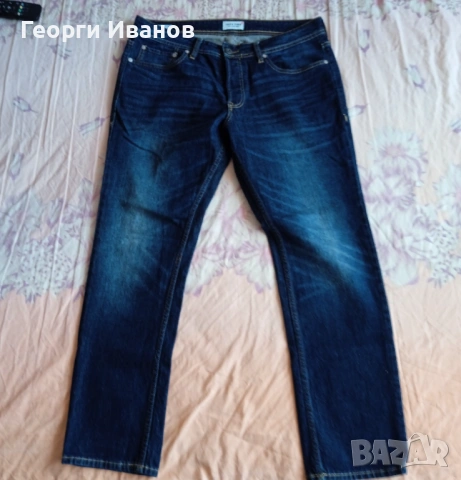 НОВИ БЕЗ ЕТИКЕТ JACK&JONES W36/L30 оригинални дънки Slim Straight Fit Indigo Jeans, снимка 2 - Дънки - 53857590